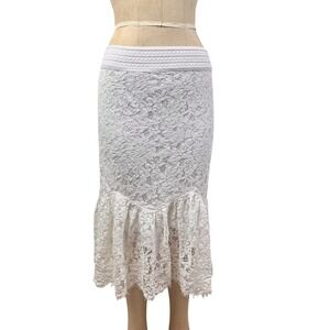 Fairy Cottegecore Mermaid Skirt Ruffle Hem Floral Lace Ethereal Romantic Size M